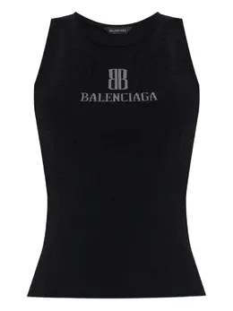 Balenciaga: Чёрная майка  BB