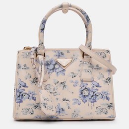 Prada Pink Small Saffiano Lux Galleria Floral Print Double Zip Satchel 1239853