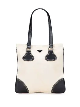 Prada 2013-2025 Vitello Trimmed Canvas Canapa tote bag 31556596