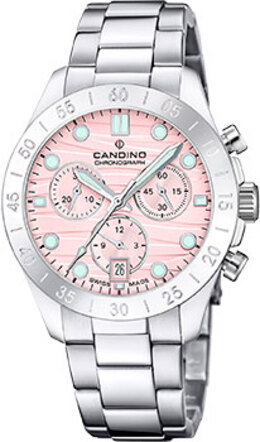Candino C4783.2 Chronograph / Коллекция Chronograph w252523 - женские швейцарские кварцевые часы с хронометром, вынесенной секундой, розовым циферблатом и стальным браслетом