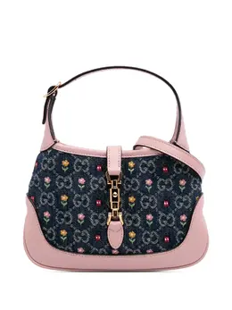 Gucci 2016-2025 Limited Edition Mini GG Embroidered Denim Floral Jackie 1961 crossbody bag 31118836
