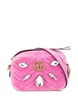 Gucci 2016-2025 Mini GG Marmont Crystal Embellished Matelasse Velvet crossbody bag 31932477