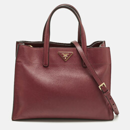 Prada Burgundy Saffiano Soft Leather Middle Zip Tote 1211636