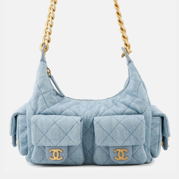 Chanel Matelasse Hobo Shoulder Bag Light Blue Denim 1241420