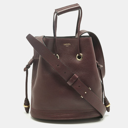 Lancel Burgundy Leather Le Huit Drawstring Bucket Bag 1240824