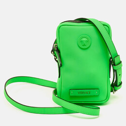 Versace Neon Green Leather Small Medusa Biggie Crossbody Bag 1240630