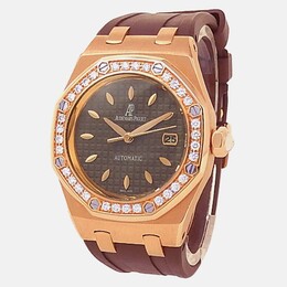 Audemars Piguet Royal Oak 77321OR.ZZ.D080CA.01 Brown Dial 18k Rose Gold Women's Wristwatch 33 mm 1240408