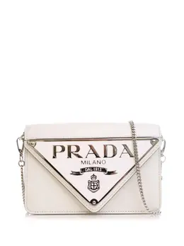 Prada 2013-2025 Spazzolato Triangle Logo Plate Flap Chain crossbody bag 32014938