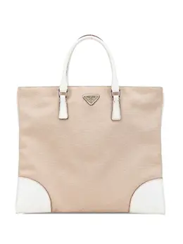 Prada 2010-2020 Cinghiale Trimmed Canvas Canapa tote bag 32072728