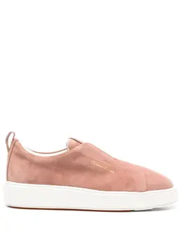 Santoni logo-debossed suede slip-on sneakers 22263246