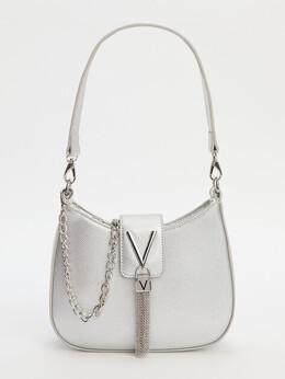 Valentino: Серебристая сумка 