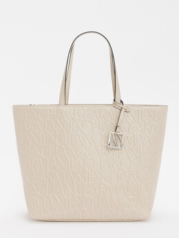 Armani Exchange: Бежевая спортивная сумка 