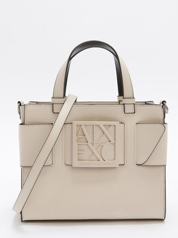 Armani Exchange: Бежевая спортивная сумка 