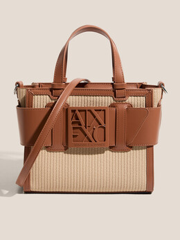 Armani Exchange: Бежевая спортивная сумка 