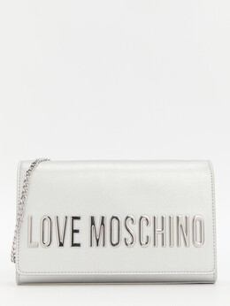 Love Moschino: Серебристый клатч 