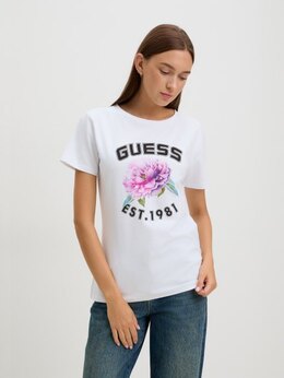 Guess: Белая футболка 