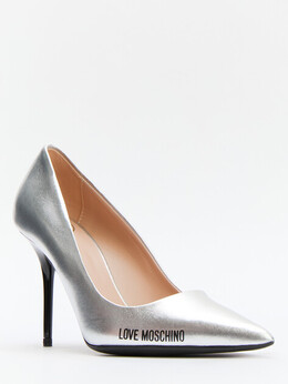 Love Moschino: Серебристые туфли 