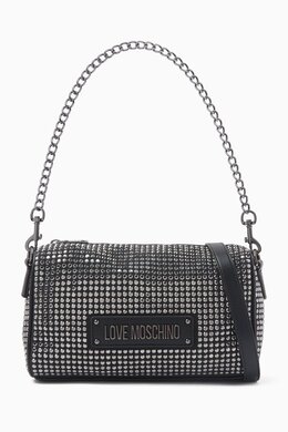 Love Moschino Small Sparkling Embellished Crossbody Bag in Faux Leather 215073724_2709