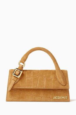 Jacquemus Medium Le Chiquito Long Boucle Bag in Croc-embossed Suede 218036280_15