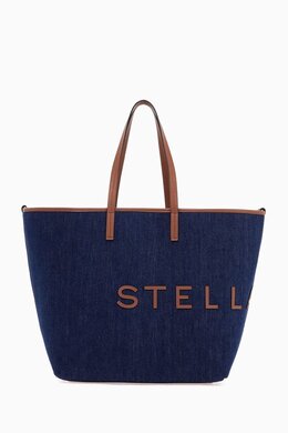 Stella McCartney Logo Tote Bag in Denim 218064816_4067