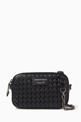 Emporio Armani Camera Crossbody Bag in Woven Leather 217721022_2709