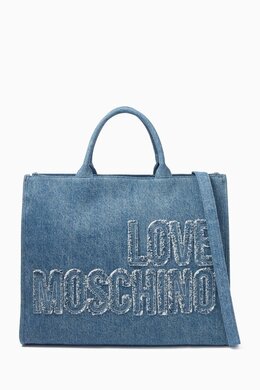 Love Moschino Large Tote Bag in Denim 217949952_14