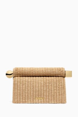 Jacquemus La Pochette Rond Carré Clutch Bag in Raffia 218036266_7762