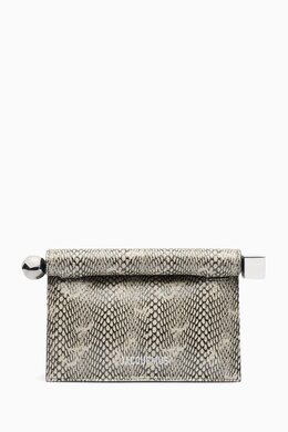 Jacquemus La Petite Pochette Rond Clutch Bag in Python-embossed Leather 218036268_7762