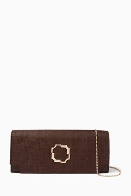 Malone Souliers Vivien Embellished Clutch in Raffia & Leather 218142200_211