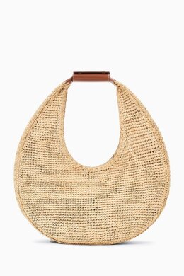Staud Large Moon Bag in Raffia 217224983_7762
