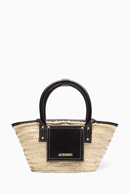 Jacquemus Small Le Petit Panier Soli Basket Bag in Straw & Leather 216057836_2709