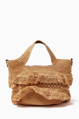 Sensi Studio Medium Ruffle Bag in Toquilla Straw 218405492_7762