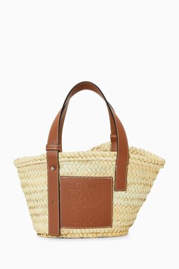 Loewe Small Basket Bag in Raffia & Leather 217222025_179