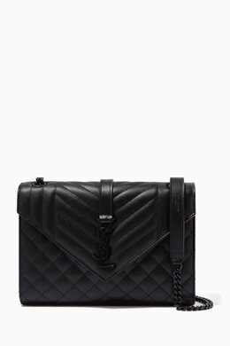 Saint Laurent Medium Envelope Shoulder Bag in Mix Matelassé Grain de Poudre Embossed Leather 214587254_13