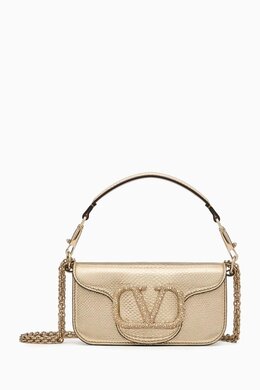 Valentino Garavani Small Loco Shoulder Bag in Metallic Karung Leather 217276655_17