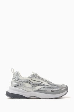 Emporio Armani Logo Sneakers in Metallic Leather & Mesh 217721043_247