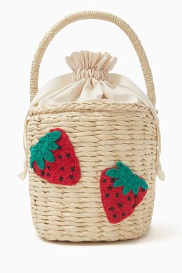 Stella McCartney Strawberry-crochet Bucket Bag in Raffia 218027719_200