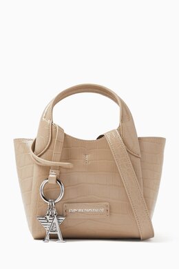 Emporio Armani Small Shopping Tote Bag in Croc-embossed Faux Leather 217720936_179