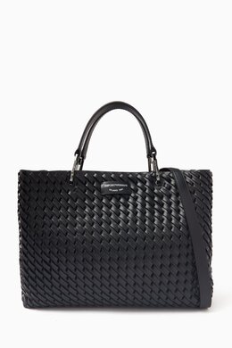 Emporio Armani Medium MyEA Shopper Bag in Interwoven Leather 217721373_2709