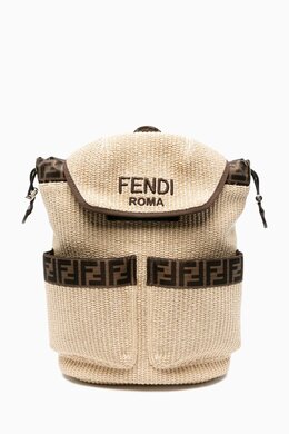 Fendi Logo Backpack in Raffia 218291250_7762