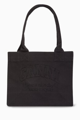Ganni Large Easy Shopper Tote Bag in Recycled Cotton 216763562_13