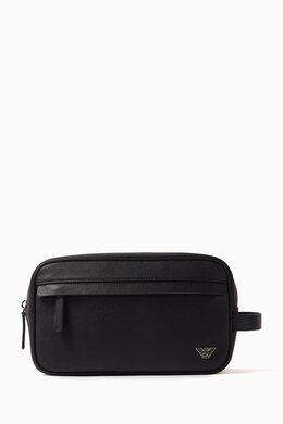 Emporio Armani Logo Zip Toiletry Bag in Saffiano Leather 217323920_2709