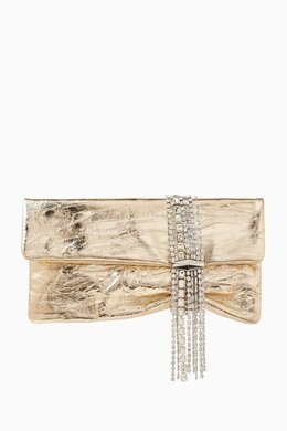 Jimmy Choo Zandra Crystal-embellished Clutch Bag in Metallic Leather 217780692_247