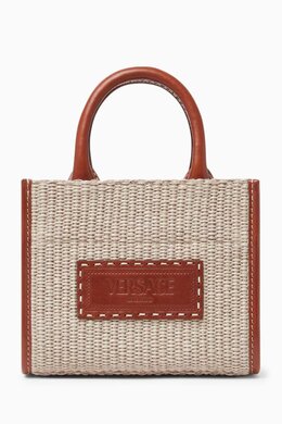 Versace Extra-small Athena Raffia Tote Bag in Cotton-blend & Leather 217312168_195