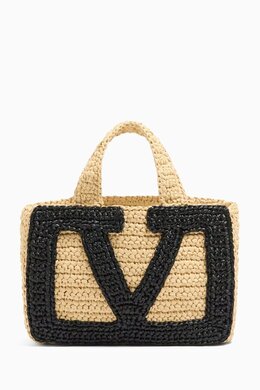 Valentino Garavani Small Viva Superstar Shopping Bag in Raffia 218308494_7762