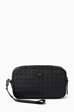 Emporio Armani Embossed Logo Toiletry Bag in Leather 217323955_2709