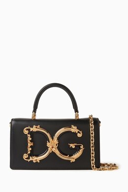 Dolce & Gabbana Mini Baroque-logo Top-handle Bag in Leather 216384876_2709