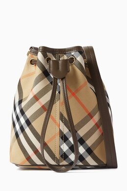 Burberry Mini Check Bucket Bag in Cotton Twill 217514480_7762