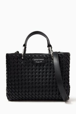 Emporio Armani Small MyEA Shopper Bag in Interwoven Leather 217721376_2709