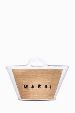 Marni Small Tropicalia Tote Bag in Raffia and Leather 217236575_179